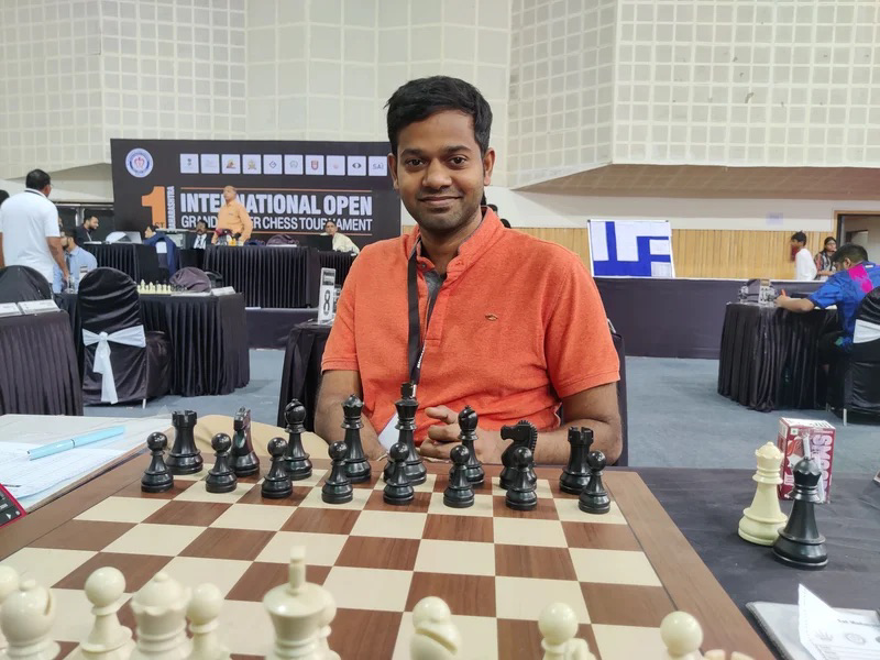 Photo of GM Vishnu Prasanna during International Open Grandmaster Chess Tournament