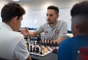 image of 2 players playing chess during international chess day