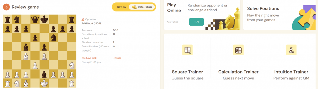 image of a software which helps players to get better at chess