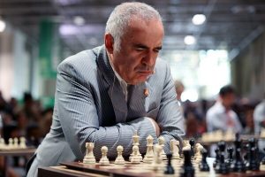 Garry Kasparov playing chess game in competition